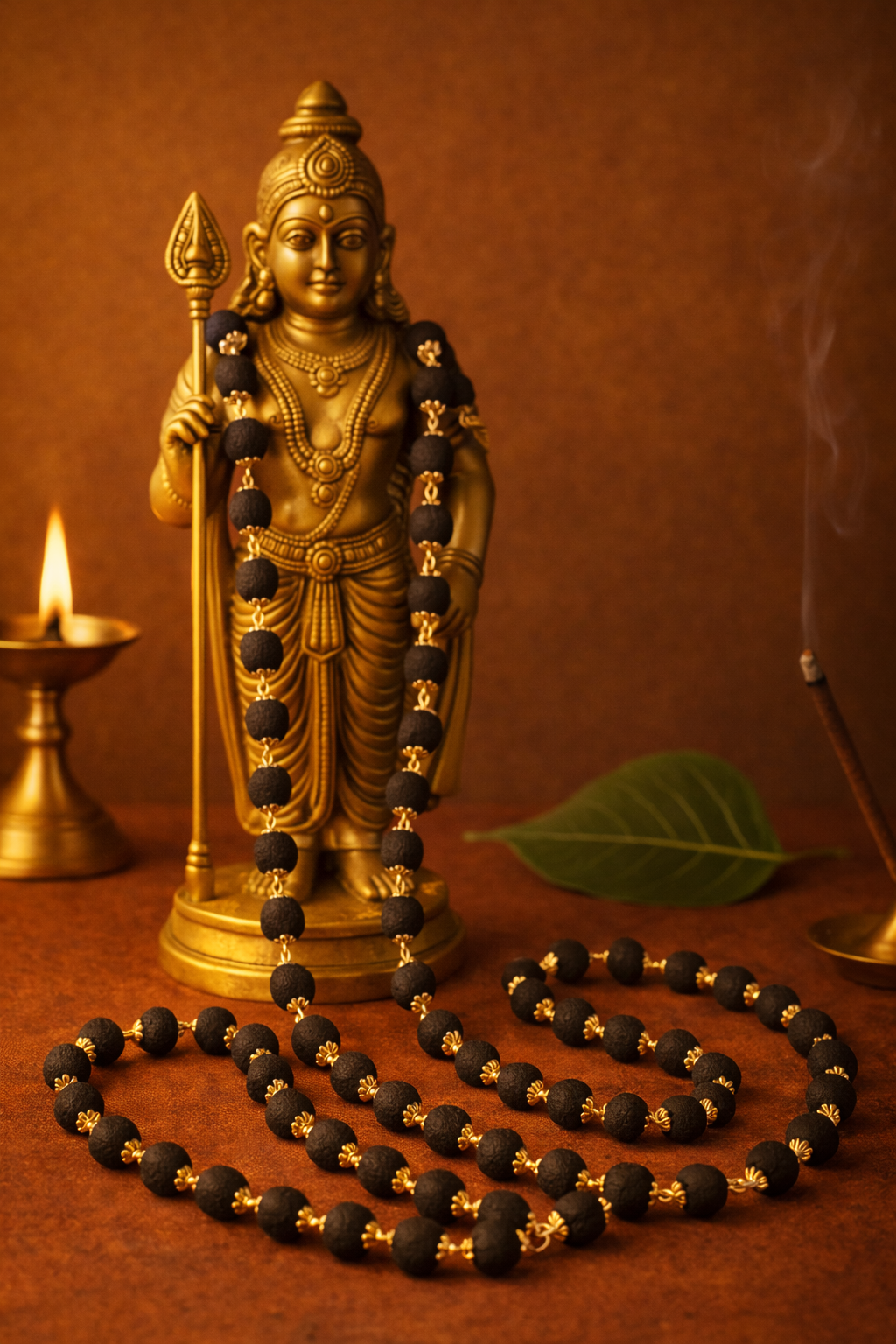 Karungali Mala With Golden Cap | 100% Original Ebony Wood