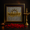 7 Horses on Raw Pyrite Frame