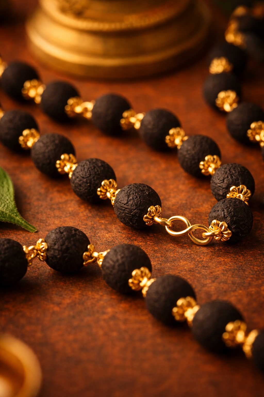 Karungali Mala With Golden Cap | 100% Original Ebony Wood